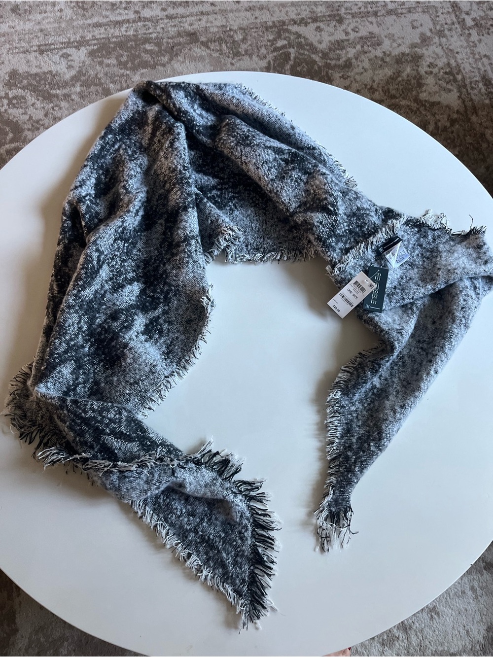 INC International Concepts NWT Fringed Sequin Gray Womenโs Scarf Shawl